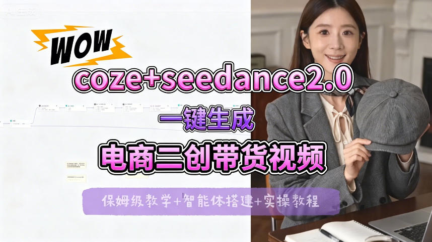 【Coze工作流搭建实操教程】seedance2.0+coze一键生成电商二创带货视频，全流程保姆级教学-云阁资源网