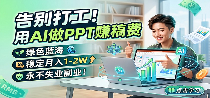 告别打工！用AI做PPT赚稿费，绿色蓝海，稳定月入1-2W，永不失业副业！-云阁资源网