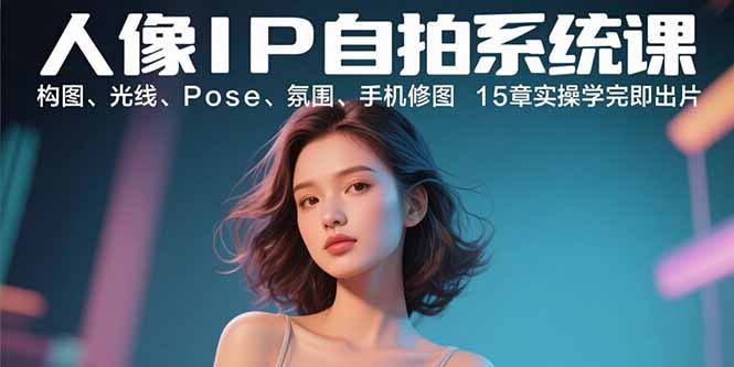 人像IP自拍系统课：构图、光线、Pose、氛围、手机修图 15章实操学完即出片-云阁资源网