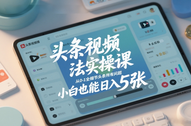 头条视频玩法实操课，从0-1全细节头条所有问题，小白也能日入5张-云阁资源网