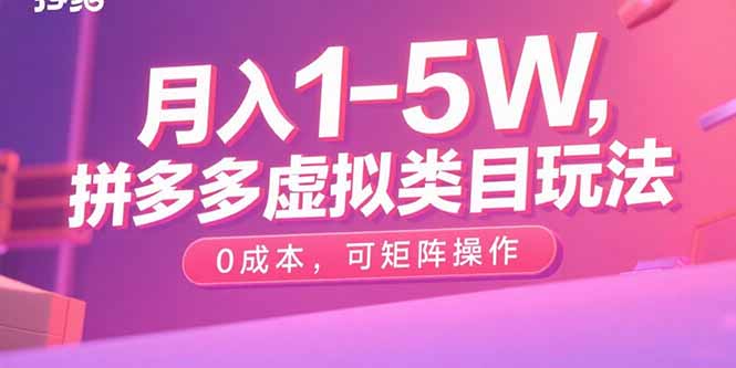 月入1-5W，拼多多虚拟类目玩法，0成本，可矩阵操作-云阁资源网