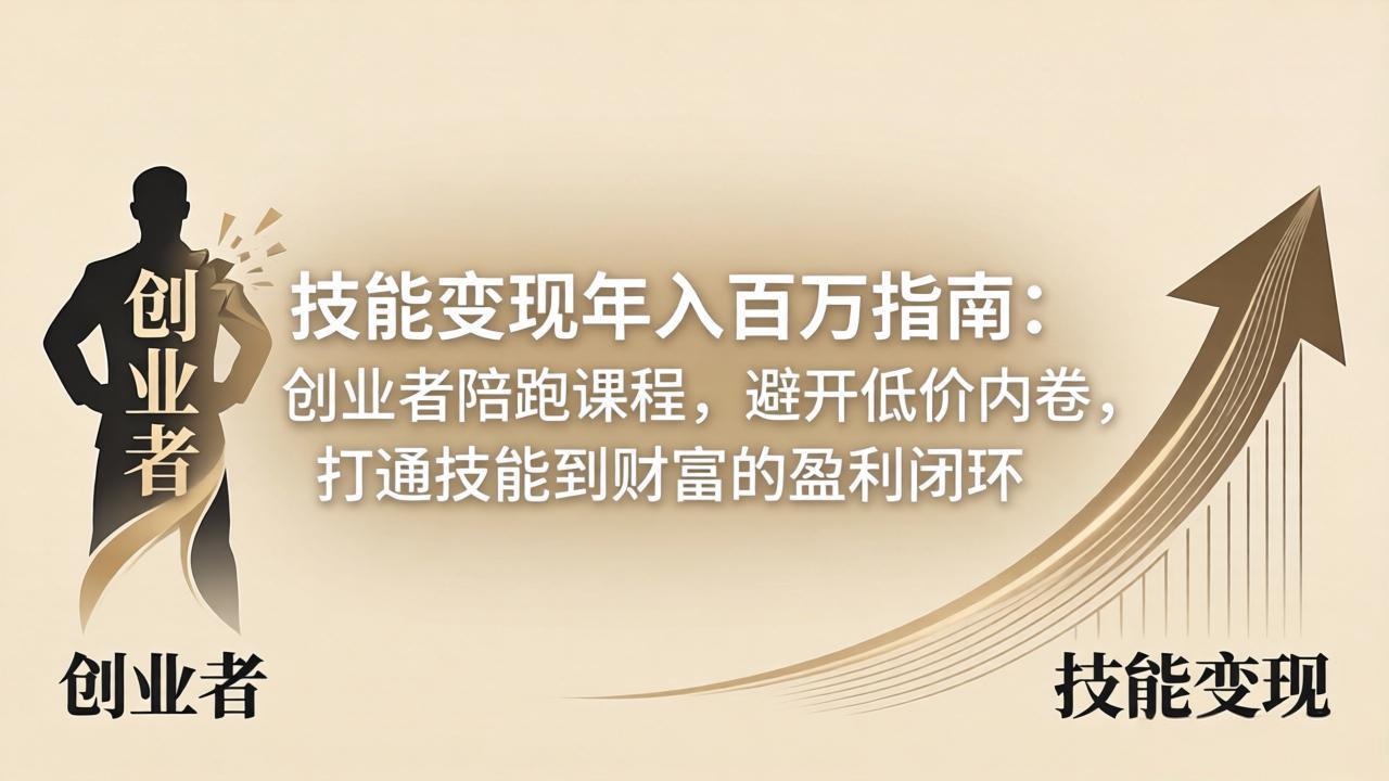 技能变现年入百万指南：创业者陪跑课程，避开低价内卷，打通技能到财富的盈利闭环-云阁资源网