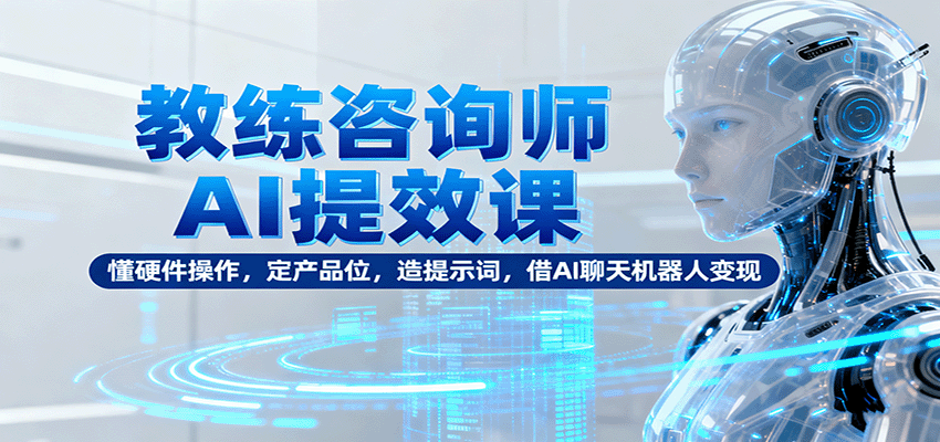 教练咨询师AI提效课：懂硬件操作，定产品位，造提示词，借AI聊天机器人变现-云阁资源网