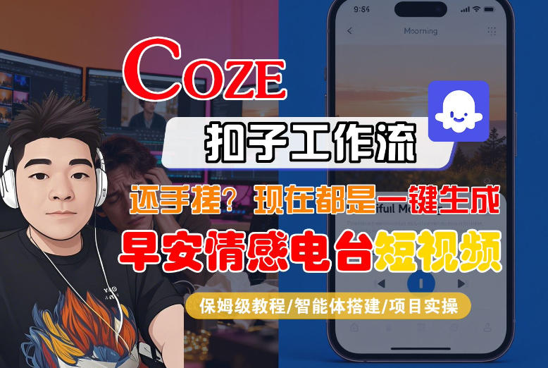【Coze工作流搭建实操教程】【coze】早安情感电台日签视频还在手动做？用扣子工作流自动生成，省时90%-云阁资源网