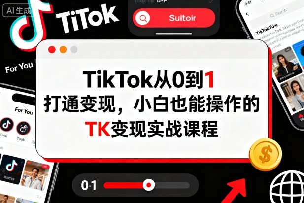 TikTok从0到1打通变现，小白也能操作的TK变现实战课程-云阁资源网