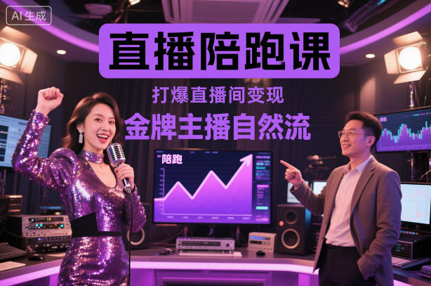 直播陪跑课，金牌主播自然流打爆直播间，复制高变现玩法-云阁资源网