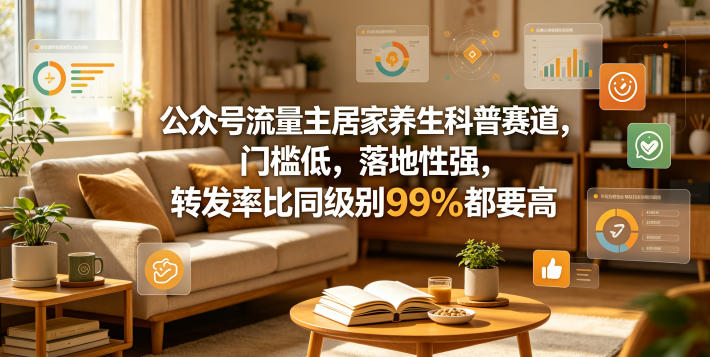公众号流量主居家养生科普赛道，门槛低，落地性强，转发率比同级别99％都要高-云阁资源网