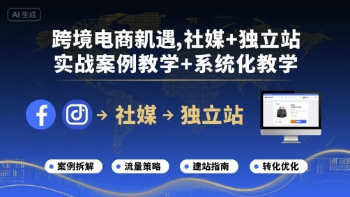 跨境电商新机遇，社媒+独立站，实战案例教学+系统化教学-云阁资源网