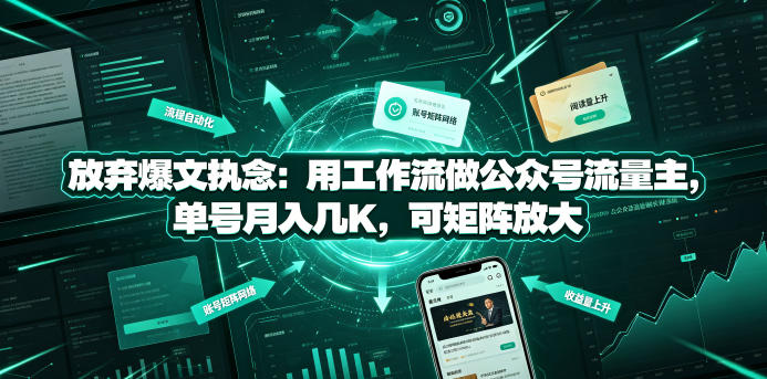 放弃爆文执念：用工作流做公众号流量主，单号月入几K，可矩阵放大-云阁资源网