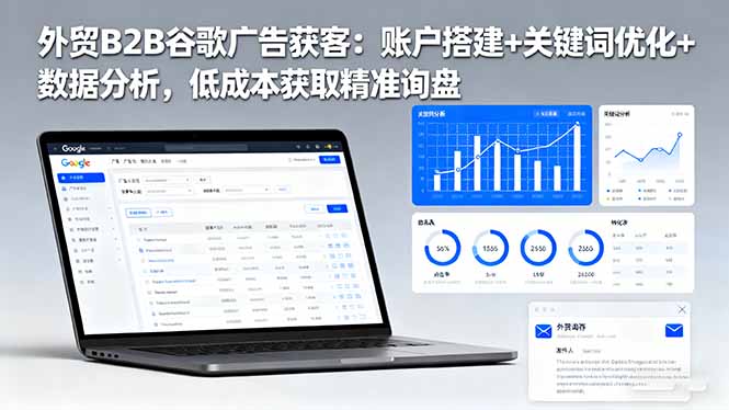 外贸B2B 谷歌广告获客:账户搭建+关键词优化+数据分析 低成本获取精准询盘-云阁资源网