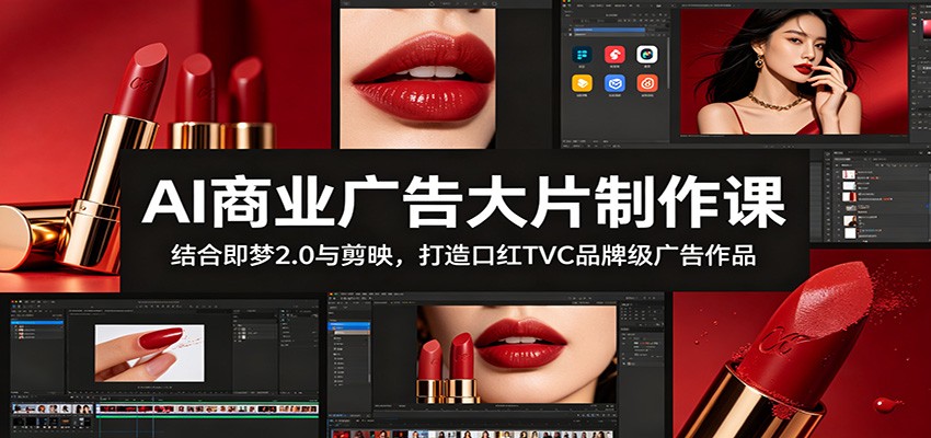 AI商业广告大片制作课：结合即梦2.0与剪映，打造口红TVC品牌级广告作品-云阁资源网