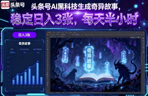 头条号AI黑科技生成奇异故事，稳定日入3张，每天半小时-云阁资源网
