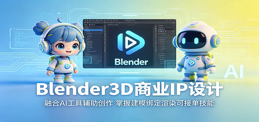 Blender3D商业IP设计:融合AI工具辅助创作,掌握建模绑定渲染可接单技能-云阁资源网
