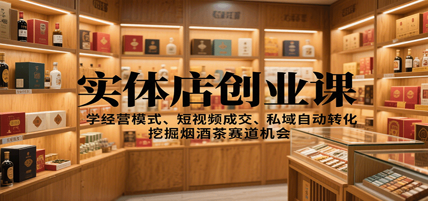 实体店创业课：学经营模式、短视频成交、私域自动转化，挖掘烟酒茶赛道机会-云阁资源网