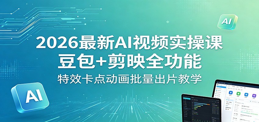 2026最新AI视频实操课：豆包+剪映全功能，特效卡点动画批量出片教学-云阁资源网