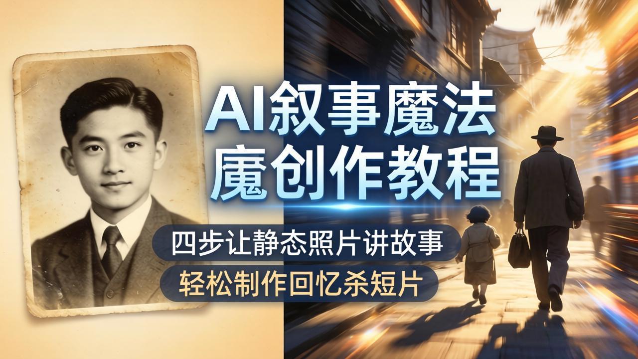 AI叙事魔法创作教程，四步让静态照片讲故事，老照片修复加动态特效，轻松制作回忆杀短片-云阁资源网