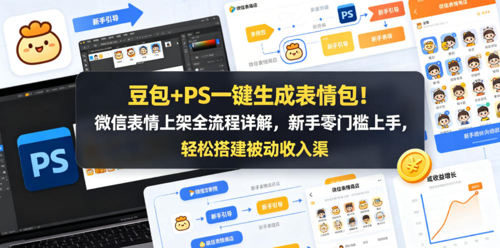 豆包+PS一键生成表情包！微信表情上架全流程详解，新手零门槛上手，轻松搭建被动收入渠道-云阁资源网