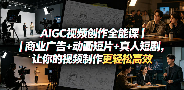 AIGC视频创作全能课｜商业广告+动画短片+真人短剧，让你的视频制作更轻松高效-云阁资源网