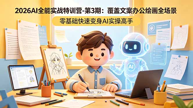 2026AI全能实战特训营-第3期:覆盖文案办公绘画全场景 零基础快速变身AI实操高手-云阁资源网