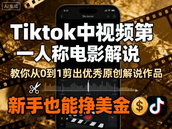 Tiktok中视频第一人称电影解说，教你从0到1剪出一个优秀的原创解说作品，新手也能挣美金-云阁资源网