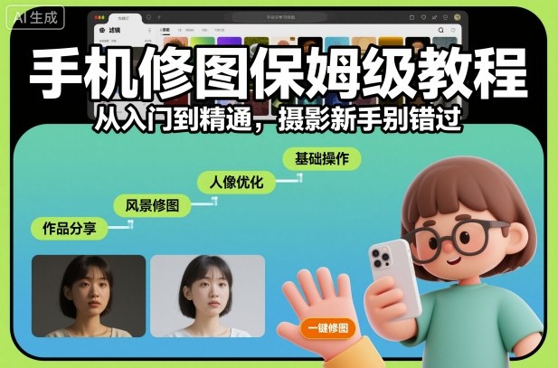 手机修图保姆级教程，从入门到精通，摄影新手别错过-云阁资源网