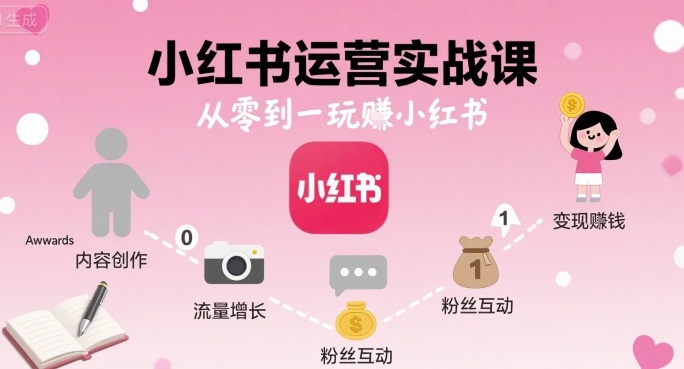 小红书运营实战课，从零到一玩賺小红书-云阁资源网