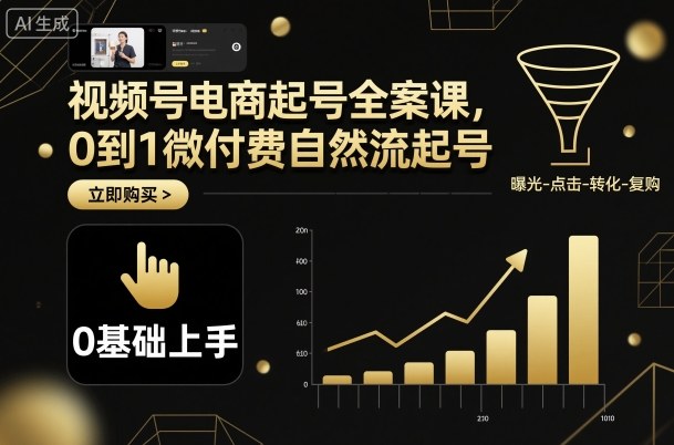 视频号电商起号全案课，0到1微付费自然流起号-云阁资源网