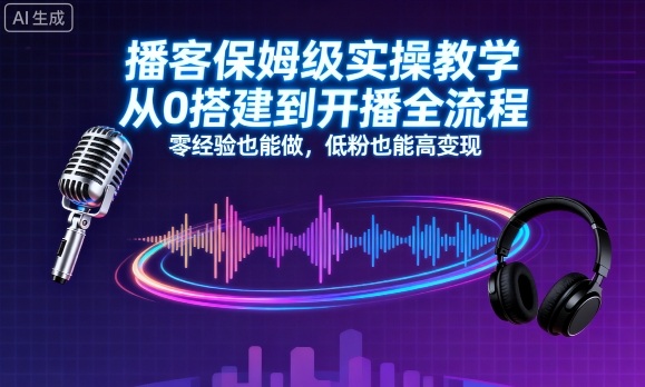 播客保姆级实操教学，从0搭建到开播全流程，零经验也能做，低粉也能高变现-云阁资源网