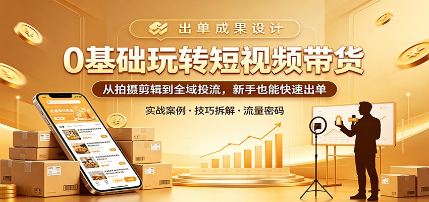 0基础玩转短视频带货：从拍摄剪辑到全域投流，新手也能快速出单-云阁资源网