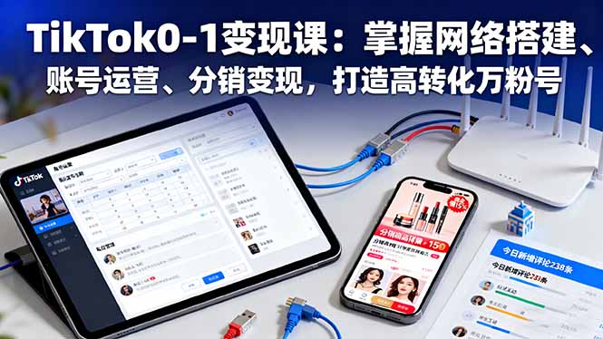 TikTok0-1变现课：掌握网络搭建、账号运营、分销变现，打造高转化万粉号-云阁资源网
