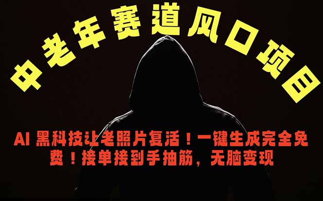 中老年风口项目，AI 黑科技让老照片复活！一键生成完全免费！接单接到手抽筋，无脑变现-云阁资源网