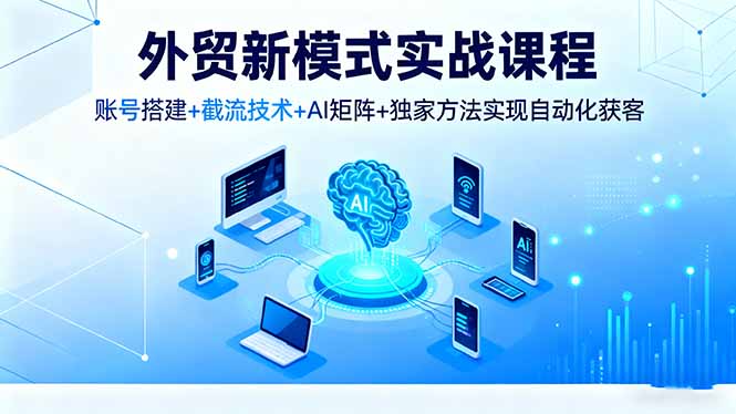 外贸新模式实战课程，账号搭建+截流技术+AI矩阵+独家方法实现自动化获客-云阁资源网