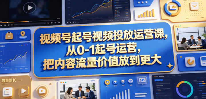 视频号起号视频投放运营课，从0-1起号运营，把内容流量价值放到更大-云阁资源网