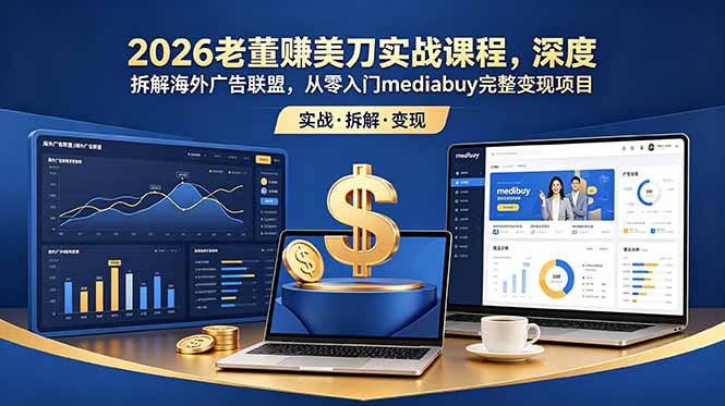 2026老董赚美刀实战课程，深度拆解海外广告联盟，从零入门mediabuy完整变现项目-云阁资源网