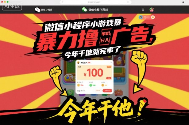 微信小程序小游戏暴力撸广告，单机日入100，今年干他就完事了-云阁资源网