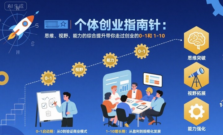个体创业指南针，思维、视野、能力的综合提升带你走过创业的0-1和1-10【音频】-云阁资源网