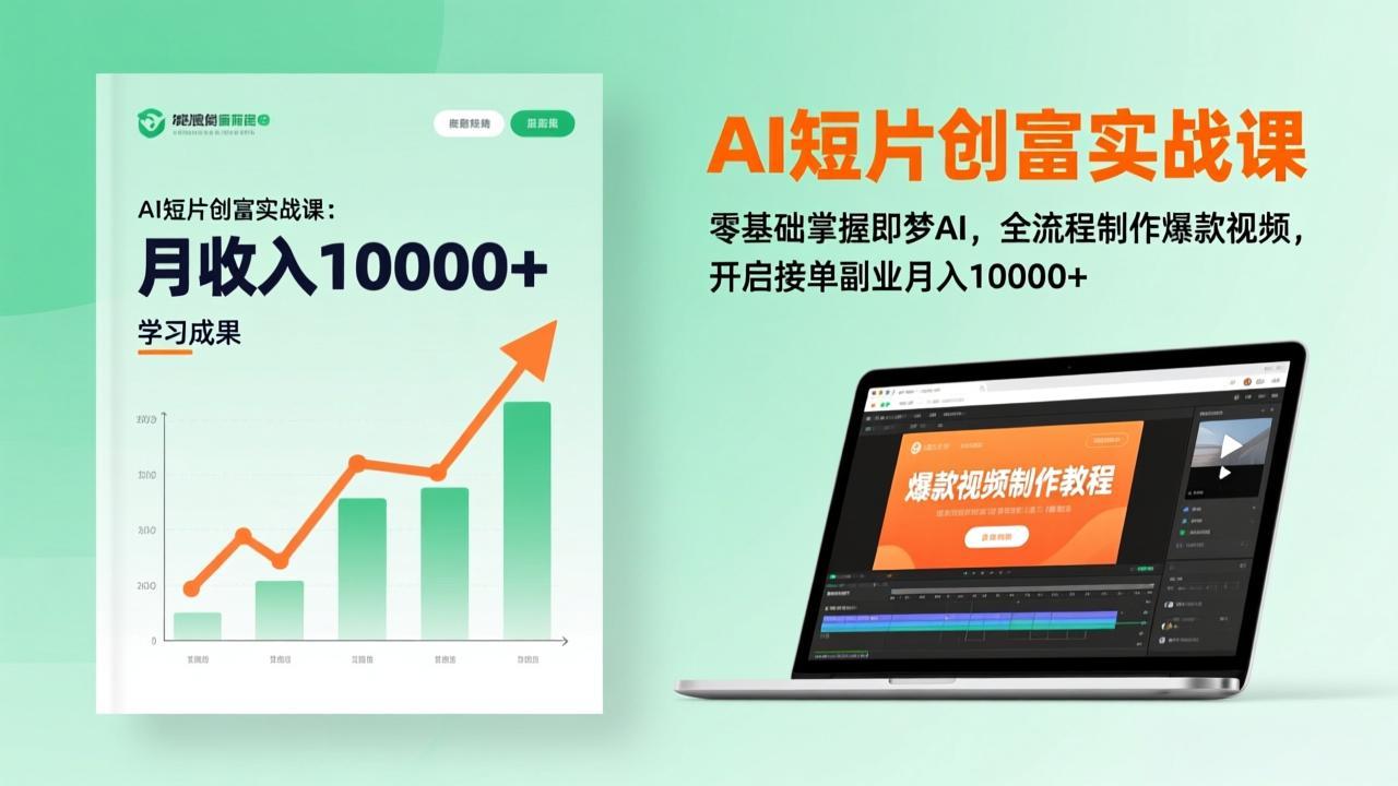 AI短片创富实战课:零基础掌握即梦AI,全流程制作爆款视频,开启接单副业月入10000+(更新-云阁资源网