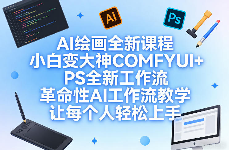 AI绘画全新课程，小白变大神COMFYUI+PS全新工作流，革命性AI工作流教学，让每个人轻松上手-云阁资源网