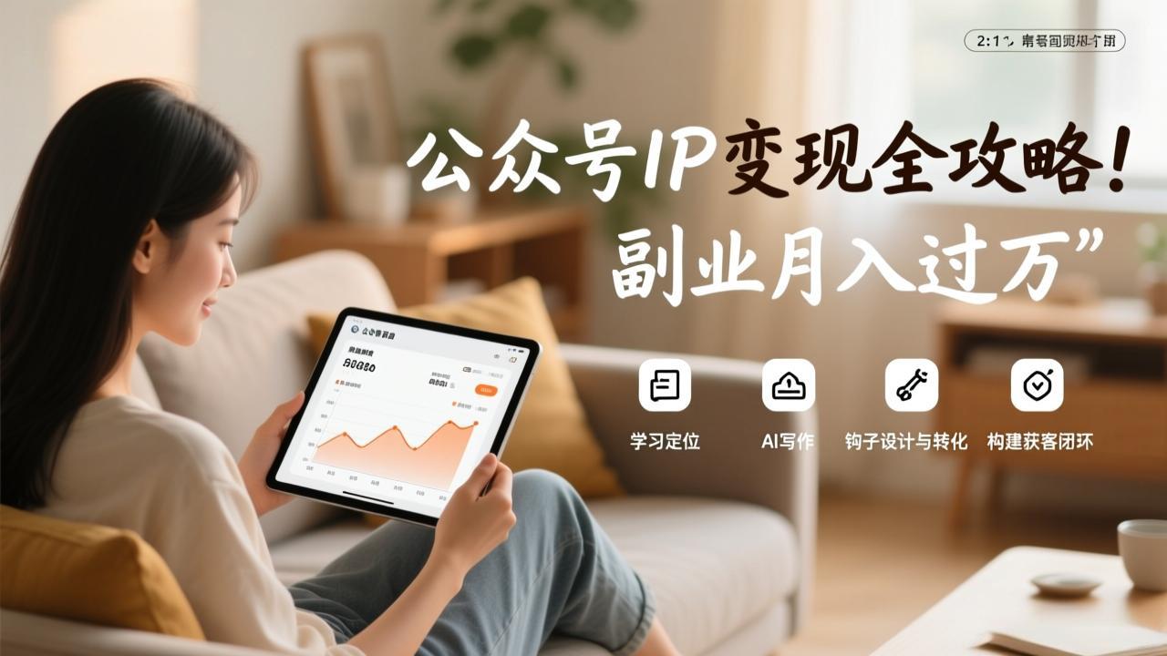 公众号IP变现全攻略，学习定位、AI写作、钩子设计与转化，构建获客闭环，副业月入过万-云阁资源网