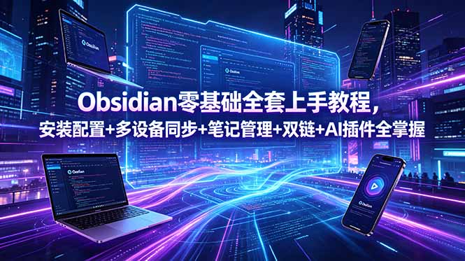 Obsidian零基础全套上手教程,安装配置+多设备同步+笔记管理+双链+AI插件全掌握-云阁资源网