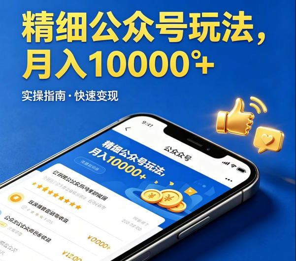 精细化公众号玩法，我们给你提供文章，你来负责发布，收益可观，月入1W+【揭秘】-云阁资源网