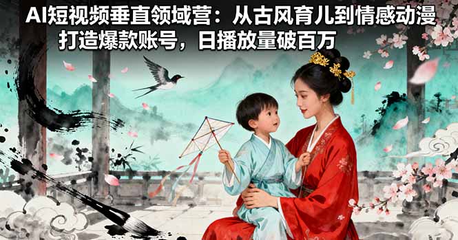 AI短视频垂直领域营：从古风育儿到情感动漫，打造爆款账号,日播放量破百万-云阁资源网