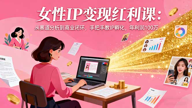 女性IP变现红利课：从赛道分析到商业闭环，手把手教IP孵化，年利润100万-云阁资源网