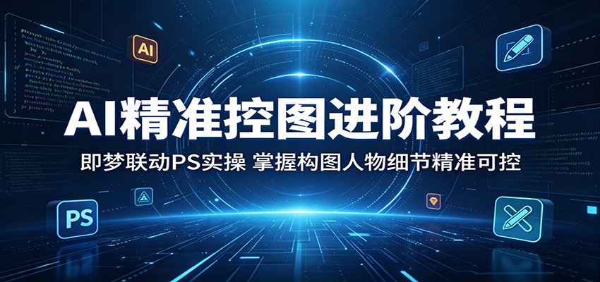 AI精准控图进阶教程：即梦联动PS实操，掌握构图人物细节精准可控-云阁资源网