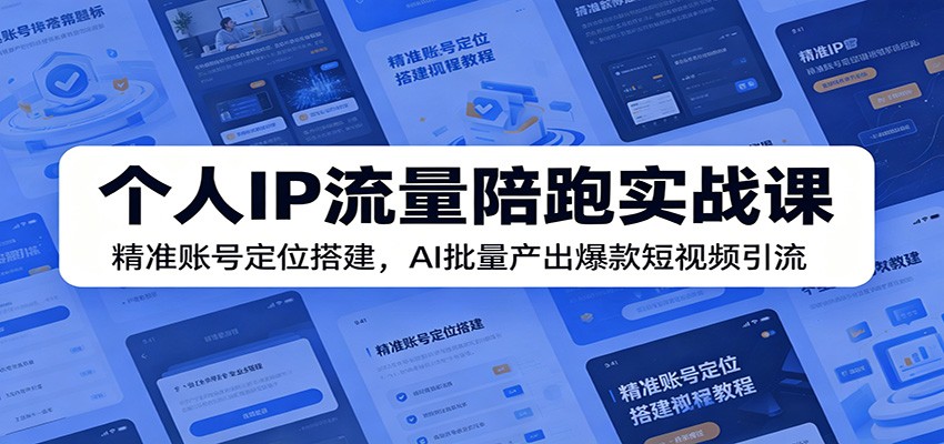 个人IP流量陪跑实战课：精准账号定位搭建，AI批量产出爆款短视频引流-云阁资源网