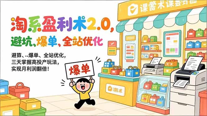 淘系盈利术2.0，避坑、爆单、全站优化，三天掌握高投产玩法，实现月利润翻倍！-云阁资源网