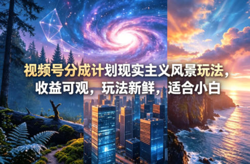 视频号分成计划现实主义风景玩法，收益可观，玩法新鲜，适合小白-云阁资源网