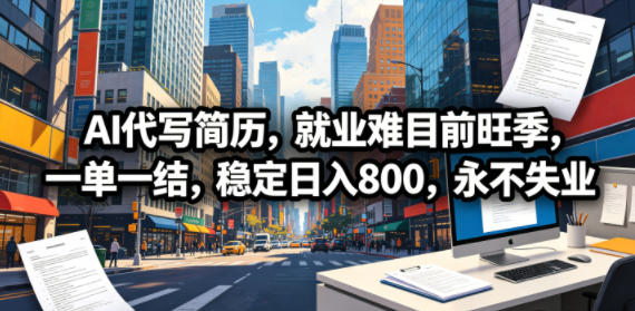AI代写简历，就业难目前旺季，一单一结，稳定日入800，永不失业-云阁资源网