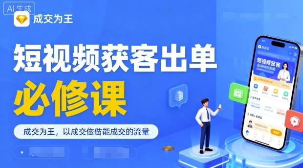 短视频获客出单必修课，成交为王，以成交为导向，直接做能成交的流量-云阁资源网