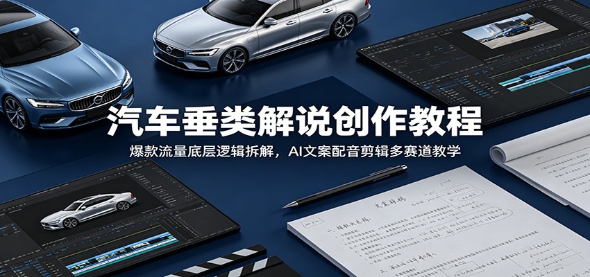 汽车垂类解说创作教程：爆款流量底层逻辑拆解，AI文案配音剪辑多赛道教学-云阁资源网